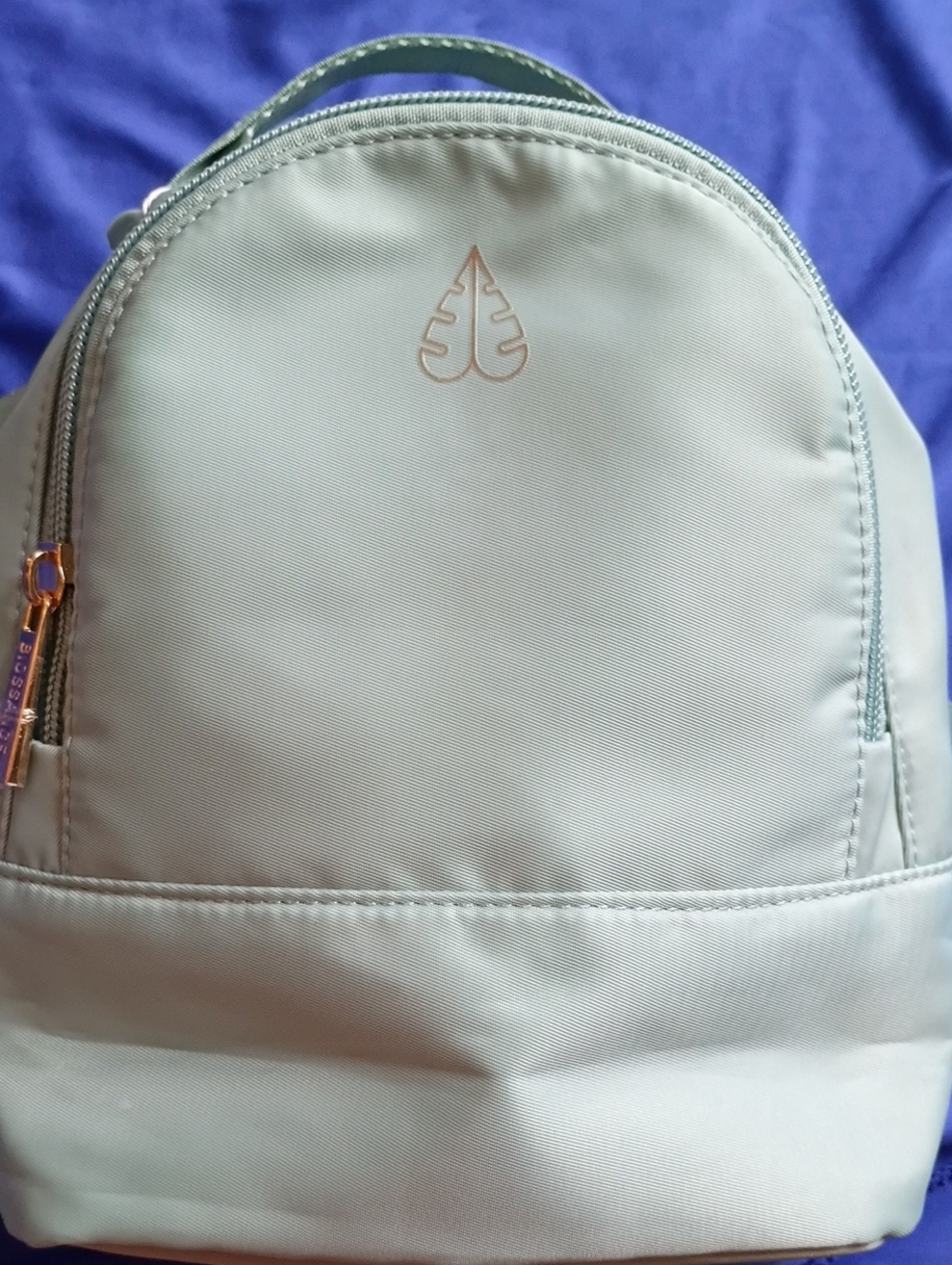 Biossance Sage Green Mini Backpack with Gold Hardware